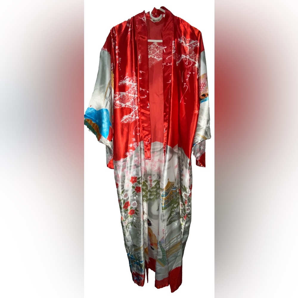 Elegant Red Kimono Robe from Japan